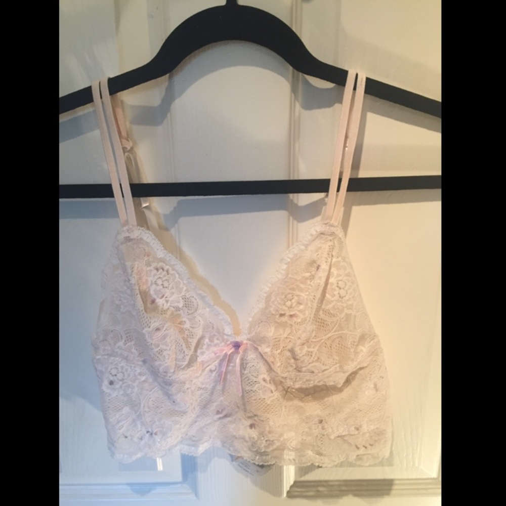 DKNY small ivory lingerie lace top NWT